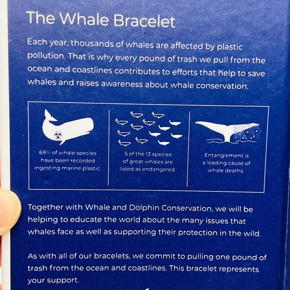 NWT 4Ocean Whale Beaded Bracelet Unisex, waterproof, adjustable from 7 to 13 in. - Picture 9 of 11
